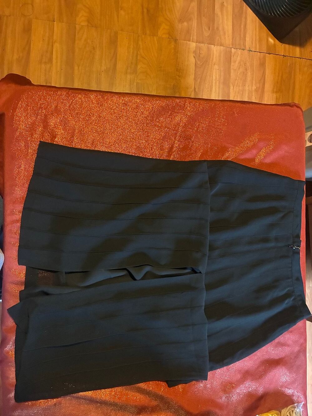 Norton Skirt Womens 8 Paneled Pencil Horizontal Bandage Black Knee Length Work